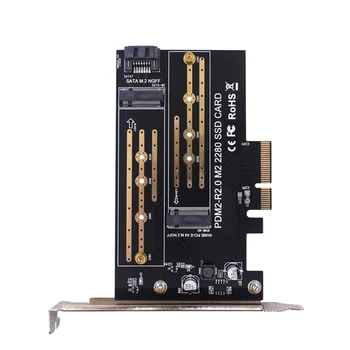 1 Бр. Такса адаптер, PCIE с две M. 2 NVME за Pcie 4X M2 SSD-адаптер 2230-2280 Твърди дискове