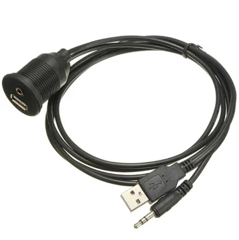 1 м 3,5 мм За скрит монтаж в табло USB 2.0 Жак-удължител AUX кабел за автомобилна панел