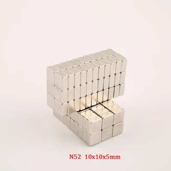 10 ~ 30ШТ N52 10x10x5 мм Блок на Силни магнити 10 мм x 10 мм х 5 мм Редкоземельный неодимовый магнит Постоянен магнитен Диск