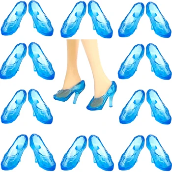 10 бр./компл. Сини кристални обувки за Пепеляшка, модни стоп-моушън обувки на принцесата, сандали на токчета за кукли Барби, детски играчки