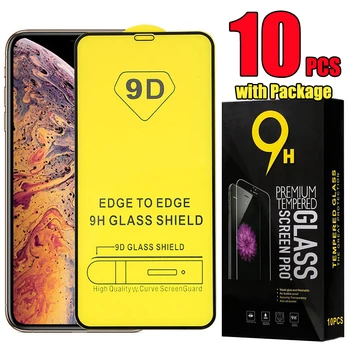 10шт 9D Защитен слой От Закалено Стъкло с Пълно Покритие 9H За iPhone 15 Pro Max 14 Plus 13 Mini 12 11 XR XS X 8 7 SE С Кутия