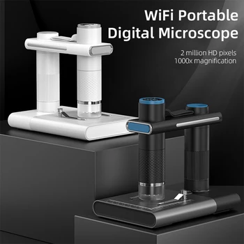 1200X Микроскоп Безжичен Wi-Fi микроскоп Акумулаторна ендоскоп, лупа, Оптична цифрова камера, 2 м пиксела 50-1000X