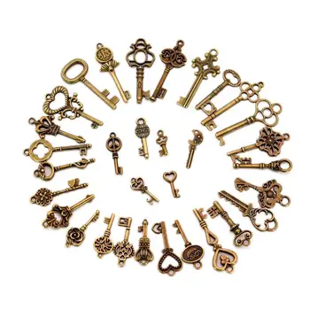 2 бр. различни антични бронзови суспензии в старинен стил, колекциониране на стари ключове, хубав подарък