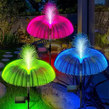 2 Опаковане на слънчева светлина във формата на цвете медуза, открит водоустойчива лампа, което променя цвета си, слънчев градински лампа за украса на двора пътеки, вътрешни дворове, косене на тревата