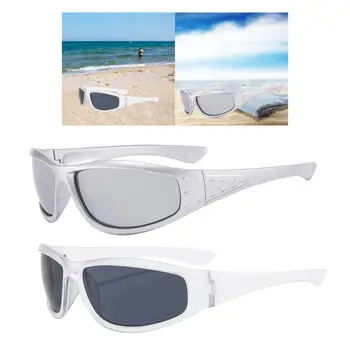2 Чифта модерни дейности, Тесни слънчеви очила за възрастни, Къмпинг, Риболов правоъгълни слънчеви очила Y2K