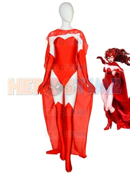 2019 Секси Червен костюм на вещица за cosplay, женски костюм Зентай от супер ликра за cosplay, костюм за Хелоуин за жени