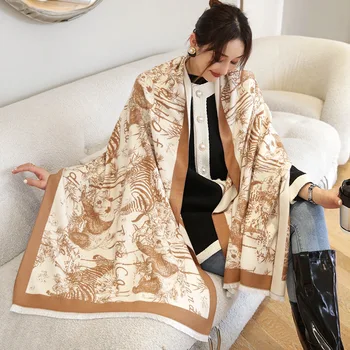 2021 Висококачествени есенно-зимни кашмир шалове с цветен модел, дамски удебелена шал, женски шал от pashmina, женски луксозен Дизайн
