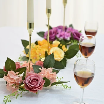 2023 20 см една Красива Роза, Божур Венец от изкуствени копринени цветя за Букет във формата на свещник Украса домашни партита, Сватби