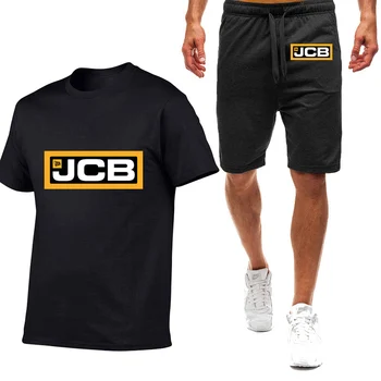 2023 Багер Jcb, лятна нова мъжка тениска девет цвята с къси ръкави, просто случаен модерен всекидневен костюм