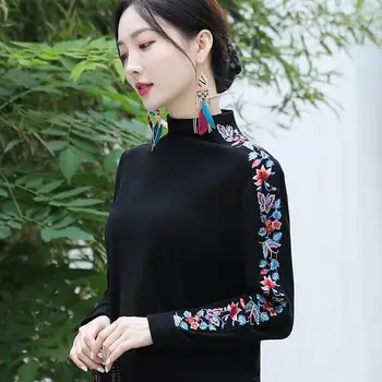 2023 китайската традиционна риза дамски hanfu tangsuits базова риза с бродерия на цветя елегантен източен народен костюм в стил тан a613
