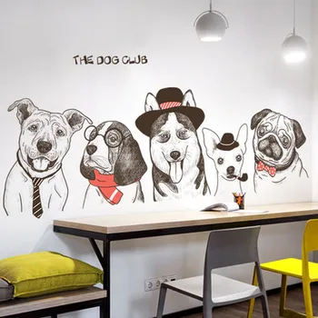 2023 Креативни стикери за стена с изображение на смешно клуб кучета Vinly с животни 