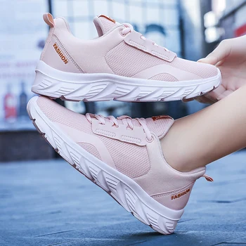 2023 Модни обувки, дамски ежедневни обувки за бягане с дишаща мрежа, улично маратонки за ходене, однотонная дамски обувки
