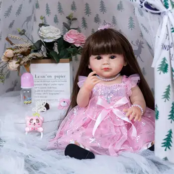 22 инча 55 см Силикон Водоустойчив Кукла Възраждане Little Dudu Pink Damyan Модерен подарък за Дете, за рожден Ден, Подарък за Коледа