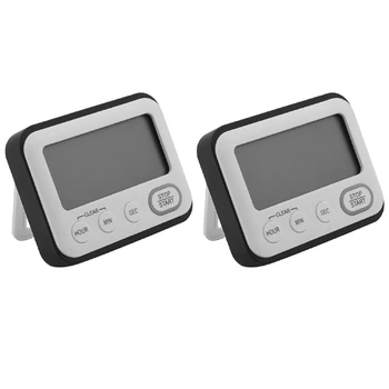 2X Дигитален кухненски таймер за обратно отброяване: Брояч на учителите Голям LCD дисплей с магнитен клипс, детска минута, час, секунди, Гигант за готвене