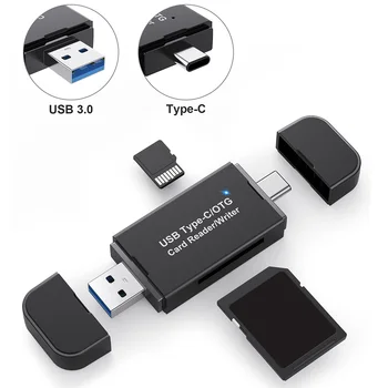 3 в 1 OTG Micro SD Четец на карти USB3.0 Четец на карти USB TF Micro SD Адаптер Smart Memory Card Reader Писател за Apple OTG Адаптер