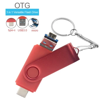 3 В 1 OTG USB Флаш Стик 256G USB устройство за Type C/Micro USB Флаш памет 128G 64G 32G 16GB USB3.0 USB Memory Stick