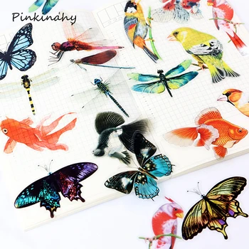 30 x Животни, пеперуди, Птици, Риба-водни кончета, стикер за декорация дневник 
