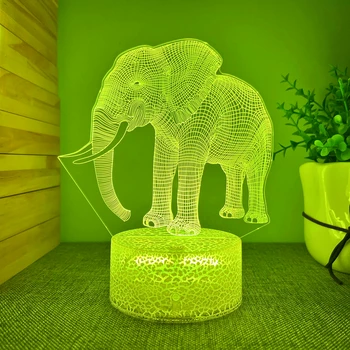 3D лека нощ, USB тъч дистанционно управление, подарък лампа, разсеяна светлина, лампа във формата на слон