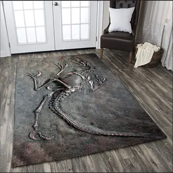 3D Постелки с участието на фосили на динозаври, килим премиум-клас, кв. фланелевый противоскользящий голям килим, начало декор за дневна, Детска, спалня, пухкав килим
