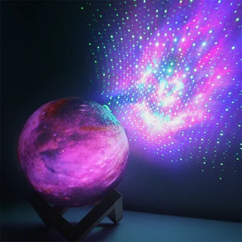 3D Принт Луната лампа Galaxy Звездното Небе проектор лека нощ с нощна светлина за дома, спални и Декоративни подаръци на деца на рожден Ден