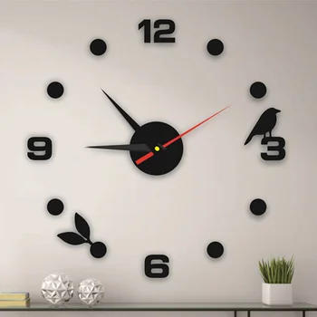3D Светещи стенни часовници, без рамки акрилни цифров часовник 