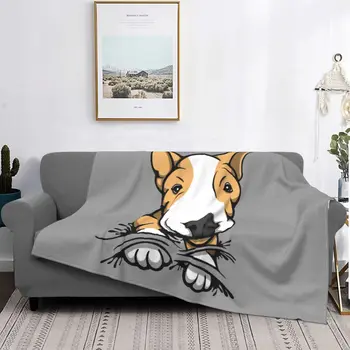 3d Сладко кученце бик Кафяво-бяло одеало, флисовое покривка за кучета, лесно покривки за легла, подложка за легло