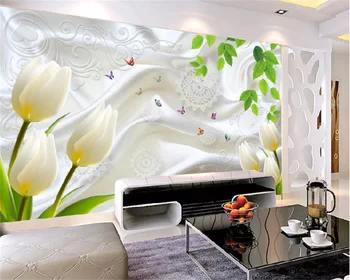 3D триизмерна модерен лале, TV-фон, луксозни стенни картини за декорация на дома, фотообои по поръчка за хола behang
