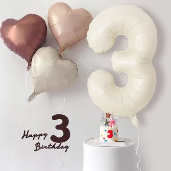 40-инчов карамел, крем, цифров топка от алуминиево фолио, Гигантски номер 0-9, Гелиевый топка, за Украса на парти по случай рожден ден, Детски балон за душата