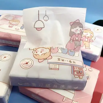 5 Опаковки от Хартия с принтом анимационни Момичета, Преносими Малки цветни салфетки за домашна употреба на открито, за еднократна употреба 3 слоя салфетки за лице от дървесна маса