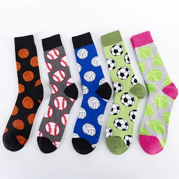 5 чифта чорапи, есенно-зимни нови мъжки чорапи памук с дълги тръби, серия от топки, ежедневни жакард чорапи на едро с фабрика