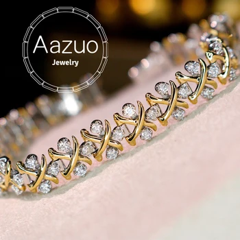 Aazuo Днешно бяло злато 18 Карата Жълто злато, истински диаманти 2,3 карата, страхотна гривна за жена, Престижно модни сватба парти, годеж, Au750