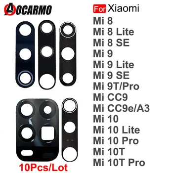 Aocarmo 10 бр./лот, Стъклена Залепваща стикер За Обектив на Задната Камера Xiaomi Mi 8 9 10 Lite SE 9T 10T Pro 8se CC9, Дубликат част