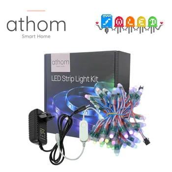 Athom WLED Starter Kit WS2812B 5 м 10 светодиода/m ESP8285, адресуемая led лента