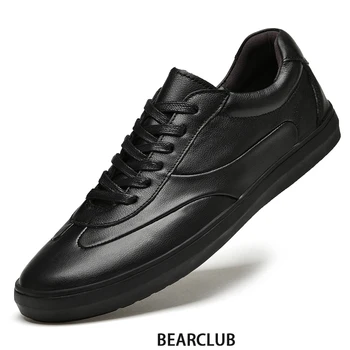 BEARCLUB/ Черни Мъжки Тенис маратонки от естествена Телешка Кожа, Обувки За Скейтборд с Ниско Съдържание на Естествен Материал, Меки Дишащи Zapatos De Hombre