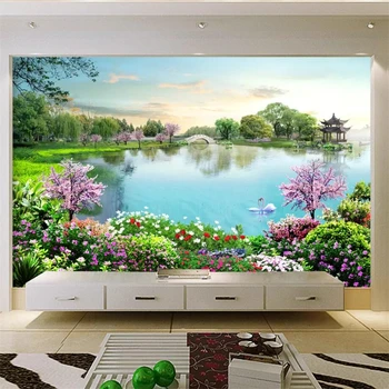 beibehang papier peint Тапети по поръчка, 3D стенопис, многогодишно красиво езеро, туристически живописна фона на телевизор, тапети за дома