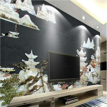 beibehang мащабна тапети по поръчка, тънка дърворезба по нефриту, древен град, китайски вятър, TV-фон, 3D тапети, боядисване стая