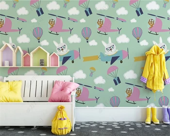 beibehang модерни тапети по поръчка в скандинавски минималистичном стил с изображение на животно, на самолет, на облаците, на фона на телевизор в детската стая