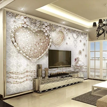 beibehang потребителски голям стенопис 3d диаманти любовна украса спалня хол разтегателен фон тапети 3d papel de parede стенопис