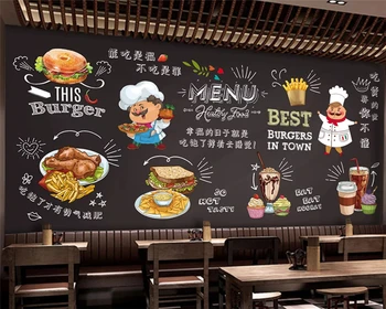 beibehang Потребителски копринена съвременните модни 3d тапети ръчно рисувани ресторант за бързо хранене фон papel de parede papier peint