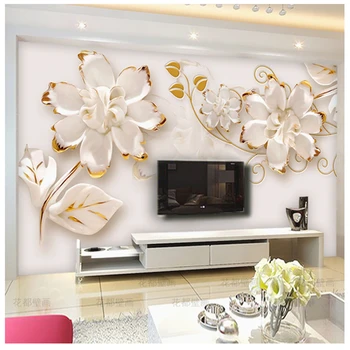 beibehang Потребителски Стенни Тапети перлено бял цвете 3D фотообои за спални хол ТЕЛЕВИЗИЯ фон на стената 3d стенни тапети