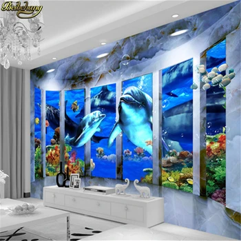 beibehang Потребителски фотообои 3D стереоскопични подводни морски хол ТЕЛЕВИЗИЯ фон стенни хартия papel de parede 3d