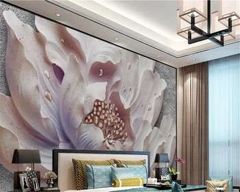 beibehang тапети за хола с триизмерен релеф божур бижута цвете разтегателен телевизор фонови картинки