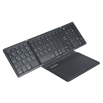 Bluetooth-съвместима клавиатура, клавиш 81, Безжичен кожен калъф, Сгъваема клавиатура с тачпадом за универсален таблетен компютър и телефон
