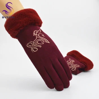 [BYSIFA] Нови Дамски Ръкавици със Сладък Куче, Зимните Модни Ръкавици с Бродерия животни, Ръкавици с Пълни Пръсти, Топли Ръкавици-Ръкавици без пръсти от домакинството е заек Вълна