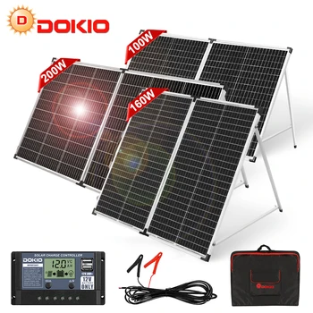 DOKIO 100 W 160 W 200 W Сгъваем соларен панел Китай 10A/20A 12V Контролер Сгъваем фотоелектричния елемент/система за зарядно на Слънчева такса