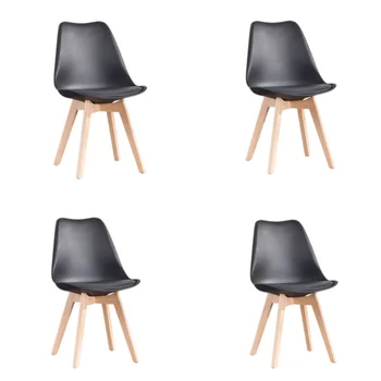 EDLMH Комплект от 4 \ ABS ПП места за хранене столове Nordic с крака от бук за трапезария\ хол\ Офис\ Спалня\