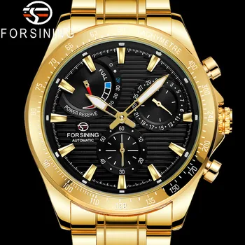 FORSINING Нови автоматични механични мъжки ръчен часовник, военни, спортни мъжки часовници, най-добрата марка за луксозни златни мъжки часовник от неръждаема стомана 6915