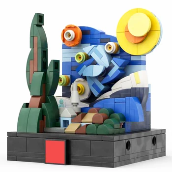 Gobricks MOC, известния мини-Звездна нощ, Творчески градивни елементи, 3D графики пиксели, Луксозни Блокове за рисуване, Комплект Бижута, Играчки за деца, подарък