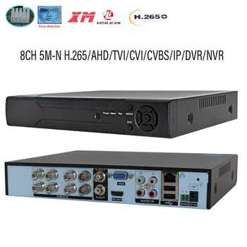 H. 265 xmeye 8CH Face Detect AHD DVR 8 канален 5M-N Видеорекордер за Видеонаблюдение 6 В 1 TVI CVI CVBS Хибридни dvr за видеонаблюдение HDMI P2P DVR NVR
