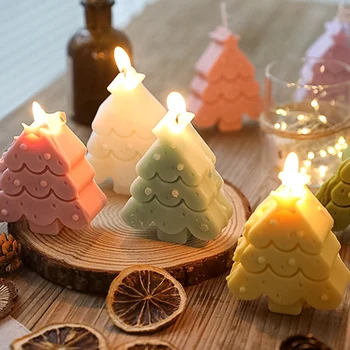 Ins Macaron Свещ Коледна елха ръчно изработени, свещ във формата на снежинки, креативен коледен восък за ароматерапия, украса за парти